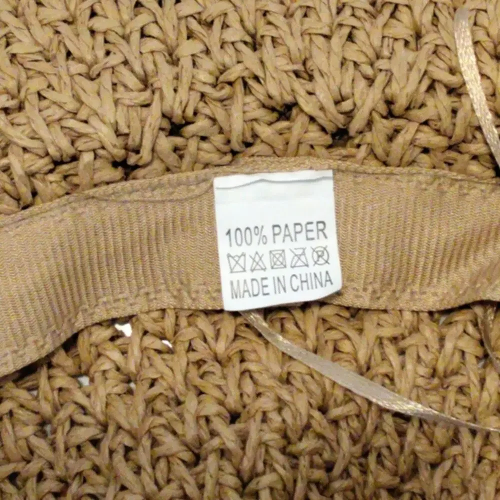 Women's Woven Paper Straw Sun Hat Crochet Beach Bucket Cap with Bow Brown
